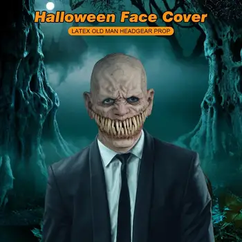 Halloween Strašidelné Plnú Tvár Biele Obočie Zlý Démon Cosplay Party Halloween Kostým Bočný Kryt Latex Horor Starý Muž Pokrývky Hlavy