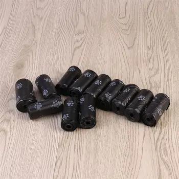 12 Kotúčoch Rozložiteľný Psie Hovienka Tašky Nepriepustných Pet Odpadu Taška (Black)