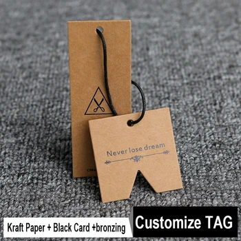 Prispôsobený DIY 1000pcs Kraft papier/zavesiť tag/label pre ženy/muži/detský odev/tašky/obuv s darčekmi a s vysokou kvalitou