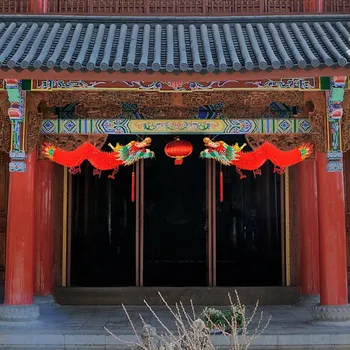 Horúce 3D Dragon Čínsky Nový Rok Garland Visí kriedovom Papieri Ornament S Strapec Tradičné Šťastie Banner Domáce Dekorácie