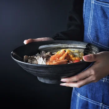 KINGLANG Japonský Dizajn Black Jeden Matný Keramický Riad Sushi kruhový Tanier Ryže Veľká Miska