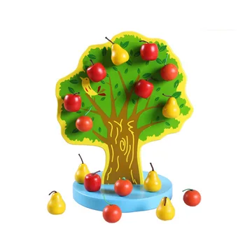 Nové Montessori Vzdelávacích Drevené Hračky Magnetické Apple Pear Tree Hračky pre Deti Darček k Narodeninám