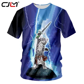 CJLM Zvierat Funny T-shirts Letné Topy 3d Tlač Blikajúce Mačka Bežné Tričká Krátky Rukáv Hip Hop Tee Tričko Muž Značku Oblečenia