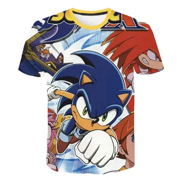 Sonic The Hedgehog detské Letné Oblečenie Chlapci Tričko Krátky Rukáv T-shirt Infant Deti Chlapec Dievčatá Topy Bežné T-shirt 4-14Yrs
