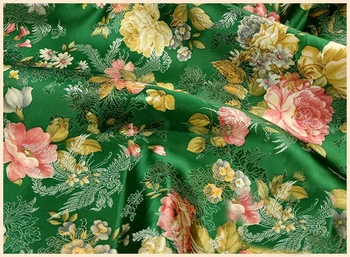 Etnické kvetinový žakárové gobelín saténové, hodvábne brocade textílie pre svadobné šaty,detské šaty,bábiky,poťahové látky 145 cm šírka