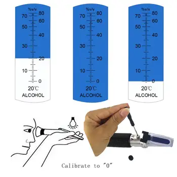 0-80%V/V Alkohole Refraktometer Ručný ATC Detektor Concentratio Duchov Tester Alcoholometer Pre Alkohol Obsah Alkoholu Tester