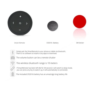 Prenosné Bezdrôtové Bluetooth Mediálne Tlačidlo Hands-Free Inteligentné Diaľkové Ovládanie Selfie Siri Hudba Pre IPhone, Android a IOS