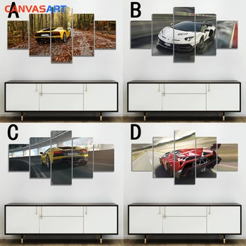 Plátno článok 5 Kus HD Obrázky Lamborghini Aventador Plátne Obrazy pre Domova obrazov na Stenu pre Obývacia Izba olejomaľba