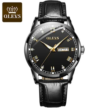 Pánske hodinky quartz kožené Diamond nepremokavé svetelný gentleman elegantné Obchodné hodinky Mužov hodiny OLEVS 6896 dropshipping