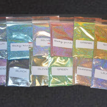 50g/taška 12 farieb Galaxy Holo na Nechty, Glitter - Holografické Nechtov Prášok Holo Nail Art Laser Holografické Nechtov Prášok