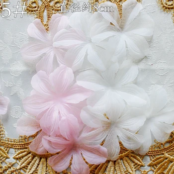 100 Ks/Veľa Ružové biele čipky patch nášivka čipky textílie Svadobné šaty DIY kvety nevesta závoj vlasov oblečenie, dekorácie SM447