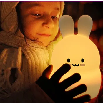 Králik LED Nočné Svetlo Diaľkové Ovládanie, Dotykový Snímač 9 Farieb Stmievateľné Časovač USB Nabíjanie Silikónové Bunny Spálňa Lampa pre Deti