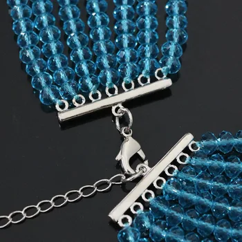 Móda charms sky blue 7 rowes neckalce náušnice okrúhle shell simulované-pearl abacus crystal jedinečné ručne vyrábané šperky set B1300