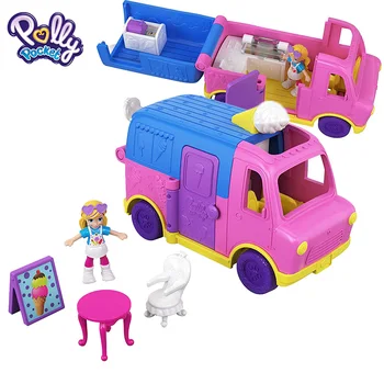 Pôvodné Polly Pocket Mini Auto Pollyville Strany Limo Truck Box Narodeniny Dieťa, Hračky Pre Dievčatá, Znovuzrodená Darček Bábika Dom Príslušenstvo Boneca