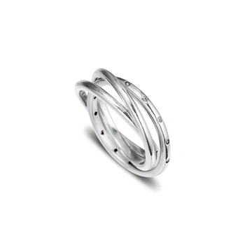 Autentické 925 Sterling Silver Jasné, CZ Vírenie Symetria Prstene pre Ženy Silver Zásnubný Prsteň Módne Šperky anillos