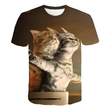 2020 módy nové cool T-shirt mužov a žien 3D T-shirt vzor dve mačky krátkym rukávom letné top T-tričko T-shirt S-6XL