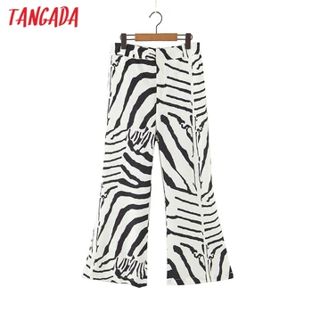 Tangada 2020 jeseň ženy zviera tlače oblek nohavice nohavice tlačidlá office lady nohavice pantalon 3Z103