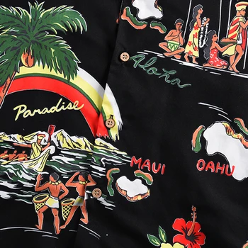 Aelfric Eden Havajský Štýl Tlače Hip Hop Bežné Tričko Streetwear Mužov 2020 Lete Harajuku Pláže Voľné Tričko S Krátkym Rukávom Čierna