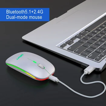 NOVÁ Bezdrôtová Myš 2,4 GHz, 3 Tlačidlá Optická Ergonomické Myši Nabíjateľná Duálny Režim Bezdrôtové Osvetlenie Office Stlmiť Myš