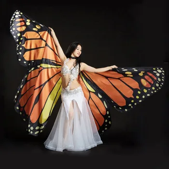 Motýľ Brušného Tanca Kostým 360 Isis Krídla Egyptský Tanec Nosiť Ženy Cape Plášť Tanečný Rozprávkový Krídla Motýlie Krídla a palice