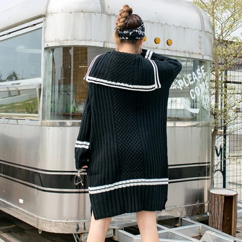 Hong Kong štýl podivné dievča 2019 nové dlho príliv značky twist veľké veľkosť bol tenký sveter sequin sveter šaty