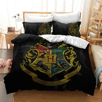 Horúce Potter Cartoon Klasické 3d posteľná bielizeň Nastaviť Hufflepuff Slytherin Vytlačené Perinu Nastaviť obliečka na Vankúš Európa/Austrália/USA King Size