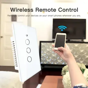 Tuya SmartTouch WiFi Prepínač 170-250V AC Č Neutrálny Vodič Potrebné Smart Home Automation Domovská stránka Google Alexa Hlas Svetla Prepínače