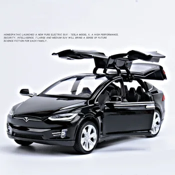 1:32 Tesla Model X Zliatiny Model Auta, S Vytiahnuť Späť Elektronická hračka s Simulácia svetlá a Hudbu Model Auta, Hračky Pre deti Darček