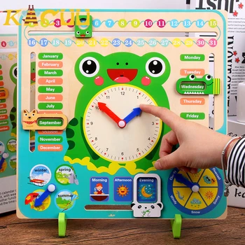 Montessori Drevené Hračky Dieťa Počasie Sezóny Kalendár Hodiny Čas Poznávania Puzzle Predškolského Vzdelávania Učebné Pomôcky, Hračky Pre Deti,