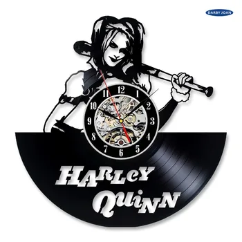Vinyl Hodiny Harley Quinn Dekorácie Darček Pre Neho,nástenné hodiny prúd budík reloj veľké nástenné hodiny aplikácie saati