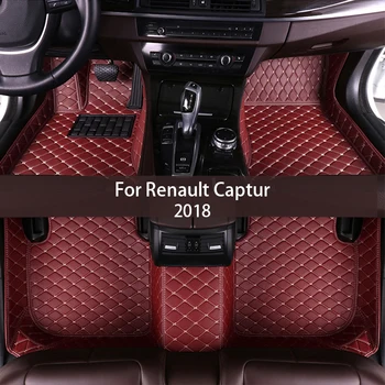 Kožené Auto podlahové rohože pre Renault Captur 2018 Vlastné auto nohy Podložky automobilový koberec kryt