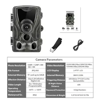 HC-801A Lov Kamera 1080p 16 MP 0.3 s Spúšť Infračervené Nočné Videnie Wild Chodník Fotoaparát Pasce Nepremokavé Lítiová Batéria Verzia
