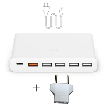 Pôvodný Xiao Mi USB-C 60 W(Celkom) Nabíjačka Smart Výstup 1 Typ-C 5 USB-Dual QC 3.0 Rýchle Nabíjanie 18W x2 + 24W(5V=2.4 MAX)