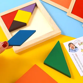 Farebné Drevené Tangram pre Deti Puzzle Mozgu Teaser Vzdelávacie Hračky Vysokej Kvality hlavolam Tangram Chlapec Dievča Hračky Darček