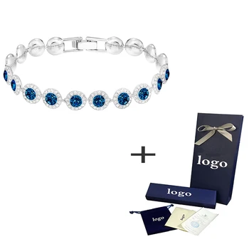 SWA 2019 Nové ANJELSKÉ Náramok Svieti Očarujúce Modré Crystal Elegantné Jednoduché Šperky Pre Priateľku Najlepšie Narodeniny Romantický Darček