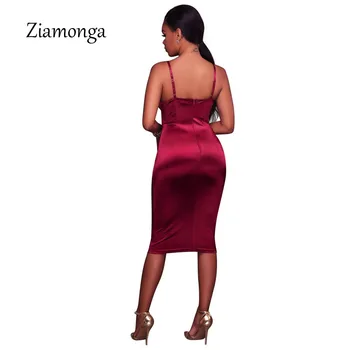 Ziamonga Lete Ženy Obväz Šaty Dámske Koleno Dĺžke Midi Bodycon Bustier Šaty 2018 Elegantné, Sexy Nočný Klub Party Šaty