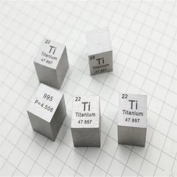 Metal Titanium Periodickej Tabuľke Kocka Stranou dĺžky 10 mm Hmotnosť o 4.57 g Ti≥99,5% - nú