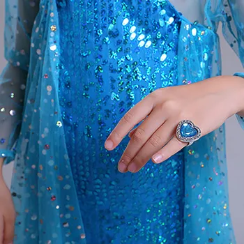 Elsa Šaty Dievčatá Cosplay Snehová Kráľovná, Princezná Modrá Sequin Kostým Elsa Koruny a Parochňu Deti Strany Vianočné Večerné Šaty