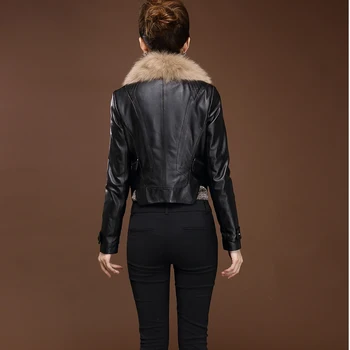 Skutočné Originálne Kožené Bundy Jeseň Zimný Kabát Ženy Oblečenie 2020 Fox Ovčej Kožušiny Golier Dolu Kabát Kórejský Streetwear Topy