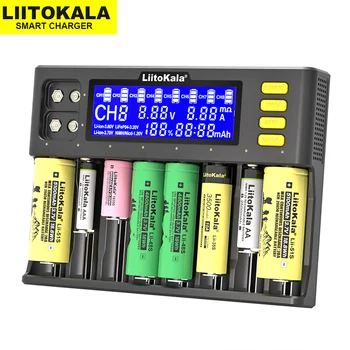LiitoKala Lii-S8 Batérie, Nabíjačky Li-ion 3,7 V NiMH 1.2 V, Li-FePO4 3.2 V IMR 3.8 V nabíjačka pre 18650 26650 21700 26700 AA AAA