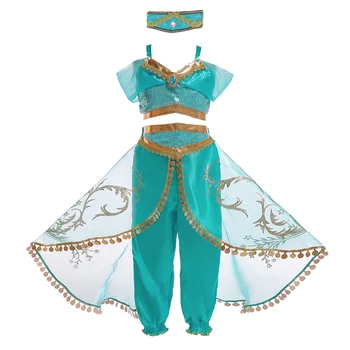 Arabská Princezná šaty Dievčatá Šaty Pre Dievčatá Cosplay Obliecť Deti na Halloween Fantasy Top Nohavice Kostým 2 ks Set Oblečenia
