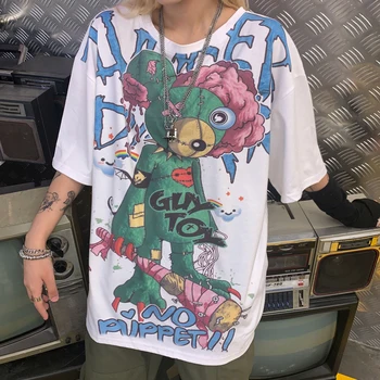 Letné Muži Ženy Gotický T Shirt kórejský Štýl Tričko Pastel Goth Grafické Harajuku Grunge, Punk Oblečenie pre Dospievajúce Dievča Streetwear