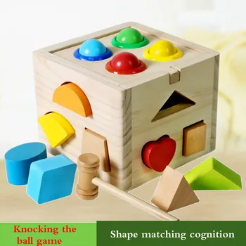 Montessori Farba Tvar Kognitívne Zodpovedajúce Zraziť Školenia Dieťa Končatiny Schopnosť Hand-Eye Koordináciou Skoro Vzdelávacie Drevené Hračky