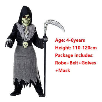 Halloween Cosplay Kostým na Deti Karnevalové Strany Dieťa, Chlapec, Dievča Strašidelné Zombie Horor Duch Smrti, Kostra, Lebka Tlače Maska Set