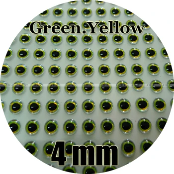 4 mm 3D Zelená.Žltá / Veľkoobchod 800 Mäkká Tvarovaná 3D Ryby Oči, Lietať Viazanie, Prípravok, Lákať, Takže