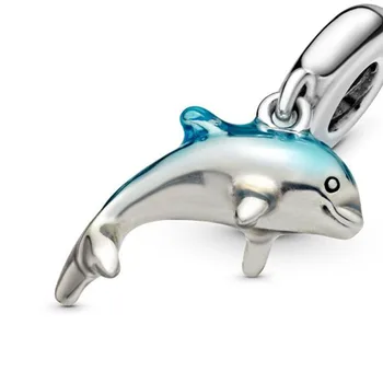 2020 Hot Predaj 925 Sterling Silver Trblietavé Dolphin Visieť Charms Korálky fit Pôvodné Pandora Náramky Ženy DIY Šperky