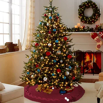 Ozdoby na Vianočný Stromček Sukne Luxusné Umelú Kožušinu Plyšové Textílie Domov Vianoce Poschodí Dekor Ozdoby Vianočné Biela Výzdoba 120 cm