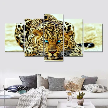 2019 Vytlačené Modulárny obrázok Tiger, Leopard zvierat maľovanie na plátno na stenu umenie domova Plátno umenia, Tlače, plagát, fotografia Bez Rámu