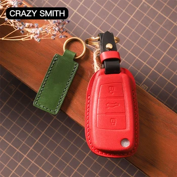 Blázon Smith Ručné Kľúča Vozidla puzdro pre AUDI Q3/A6L/Q7 Originálne Kožené Vysoký Stupeň Remeselnú Kvalitu A+ Darčeky Červená