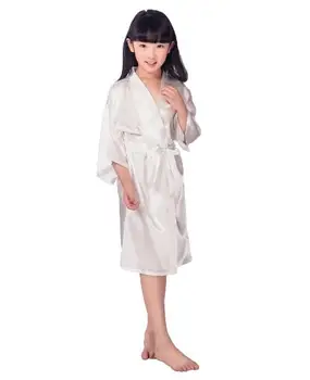 Baby Dievčatá Dieťa Hodvábny Satén Kimono Šaty Župan Sleepwear Svadobný Kvet Dievča Šaty Noc